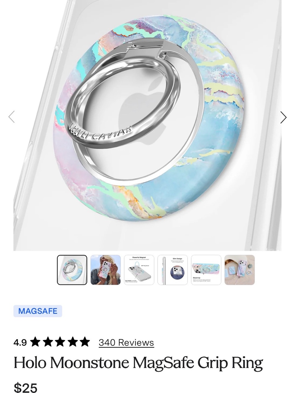 Velvet Caviar Holo Marble MagSafe Ring - Pastel Iridescent